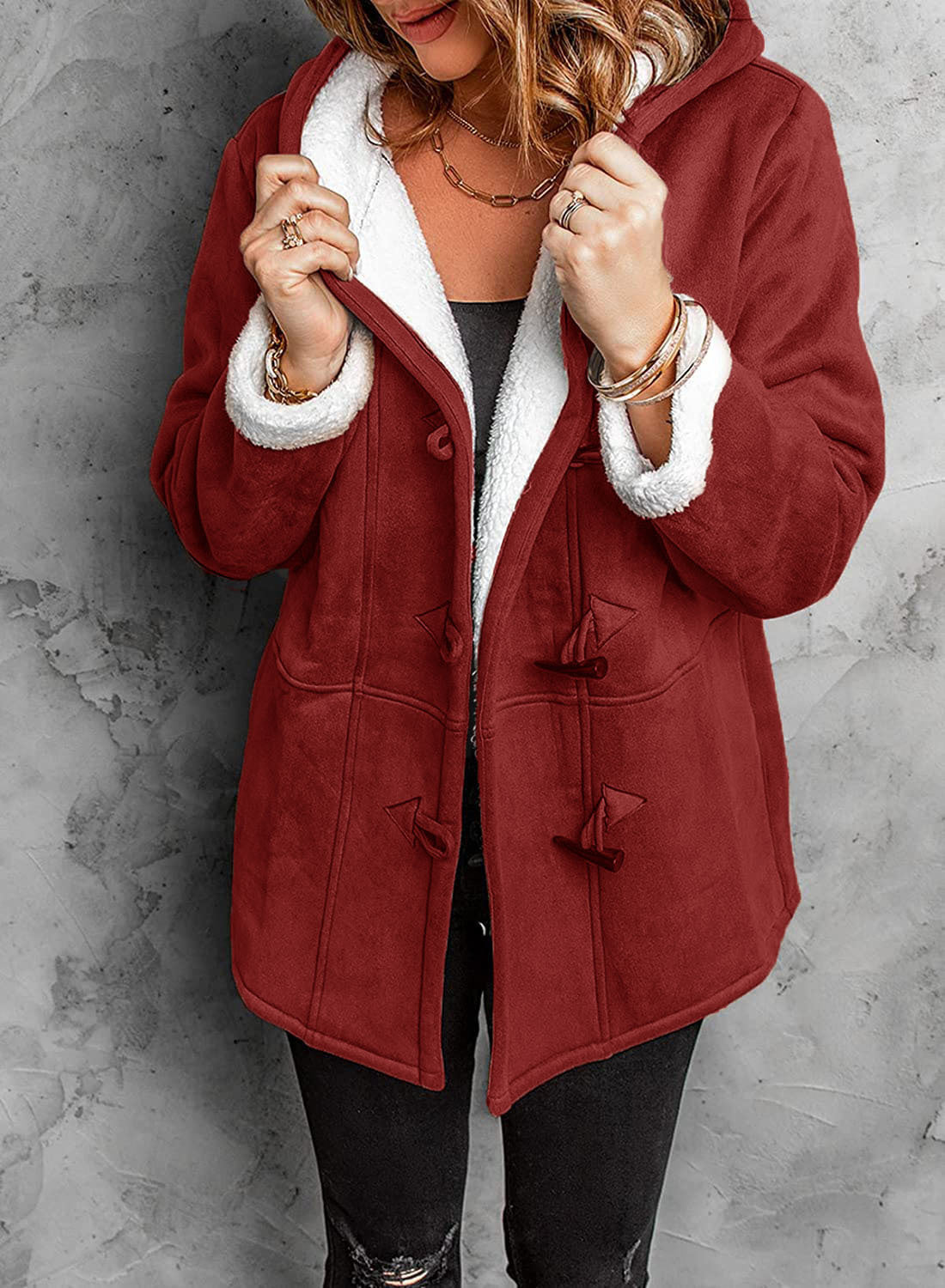 Veste mi-longue femme à capuche – Manteau chaud décontracté automne hiver