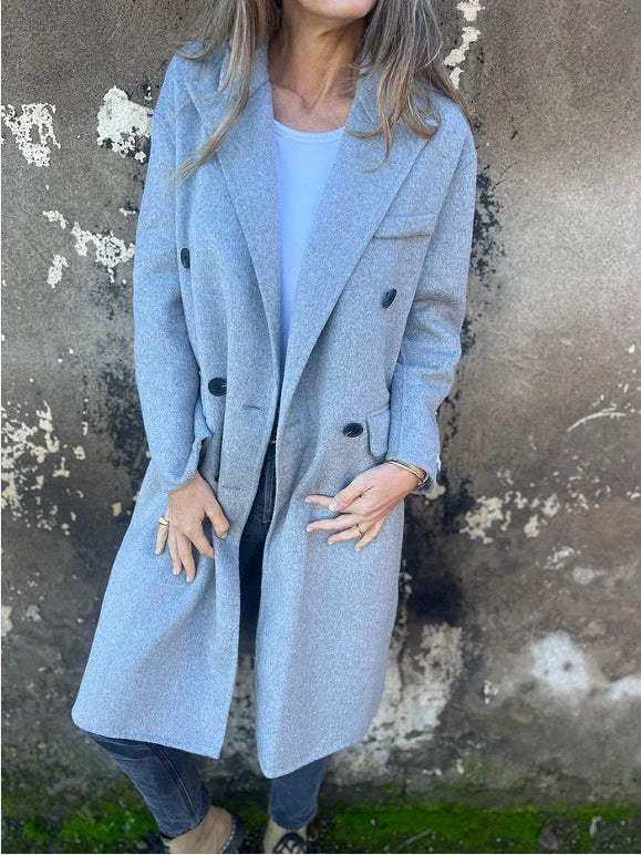 Veste Décontractée Femme Mi-Longue à Boutons – Style Urbain Chic