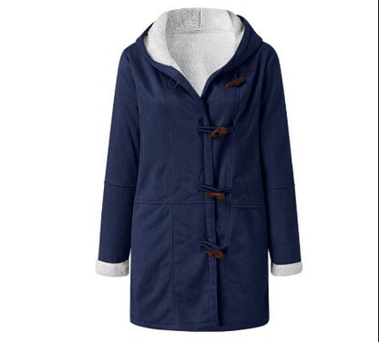 Veste mi-longue femme à capuche – Manteau chaud décontracté automne hiver