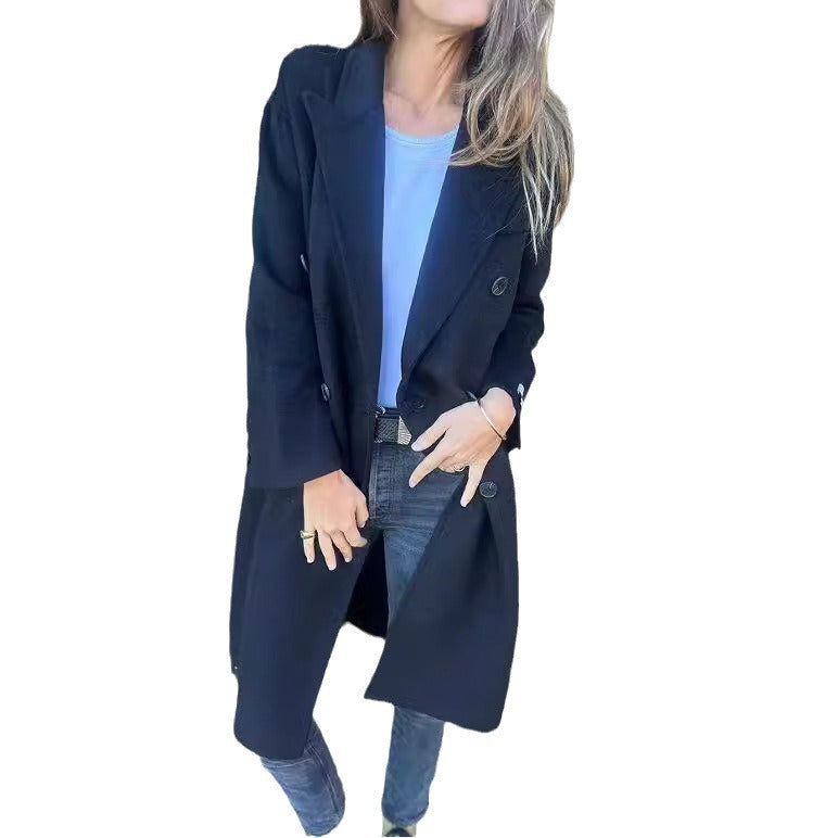 Veste Décontractée Femme Mi-Longue à Boutons – Style Urbain Chic